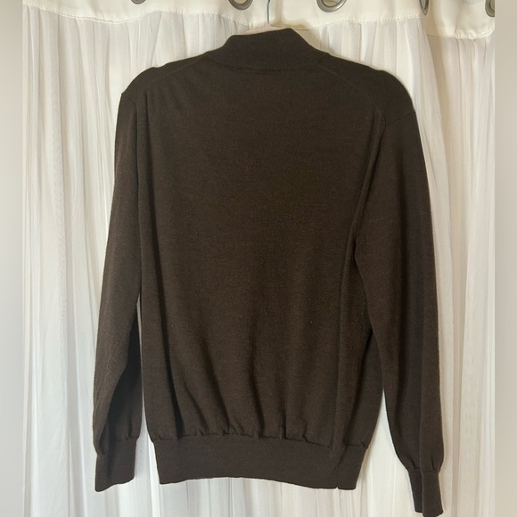 Jos. A. Bank Chocolate 100% Wool Zip-Up Sweater - Picture 5 of 5